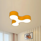 Creative Blue Letter Y-Shaped LED Flush Mount Light Image - 6