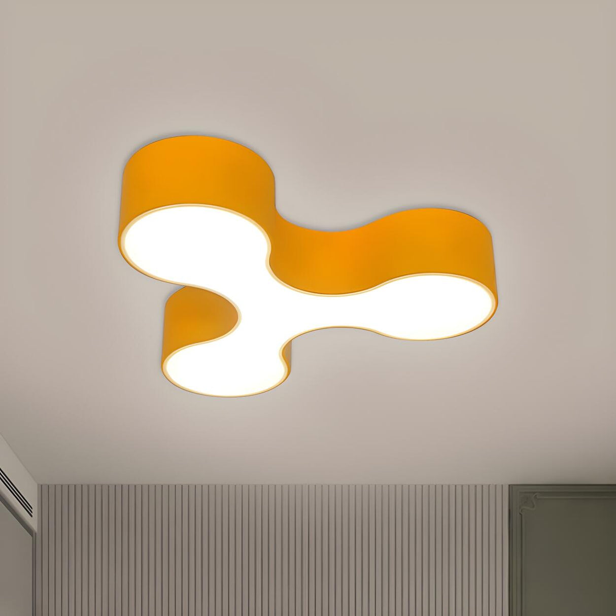 Creative Blue Letter Y-Shaped LED Flush Mount Light Image - 7