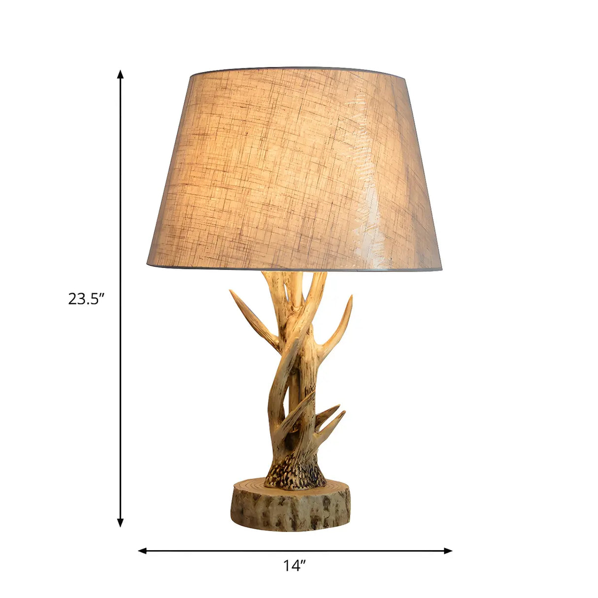 Creative Branch Wood Base Fabric Barrel Table Lamp 