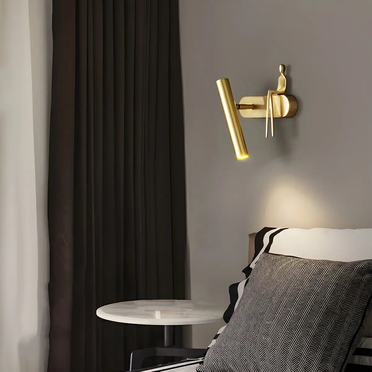 Creative Brass Sculptural Cylinder Reading Wall Lamp Image - 12