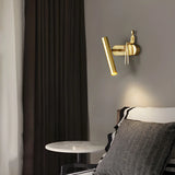 Creative Brass Sculptural Cylinder Reading Wall Lamp Image - 12