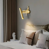 Creative Brass Sculptural Cylinder Reading Wall Lamp Image - 15