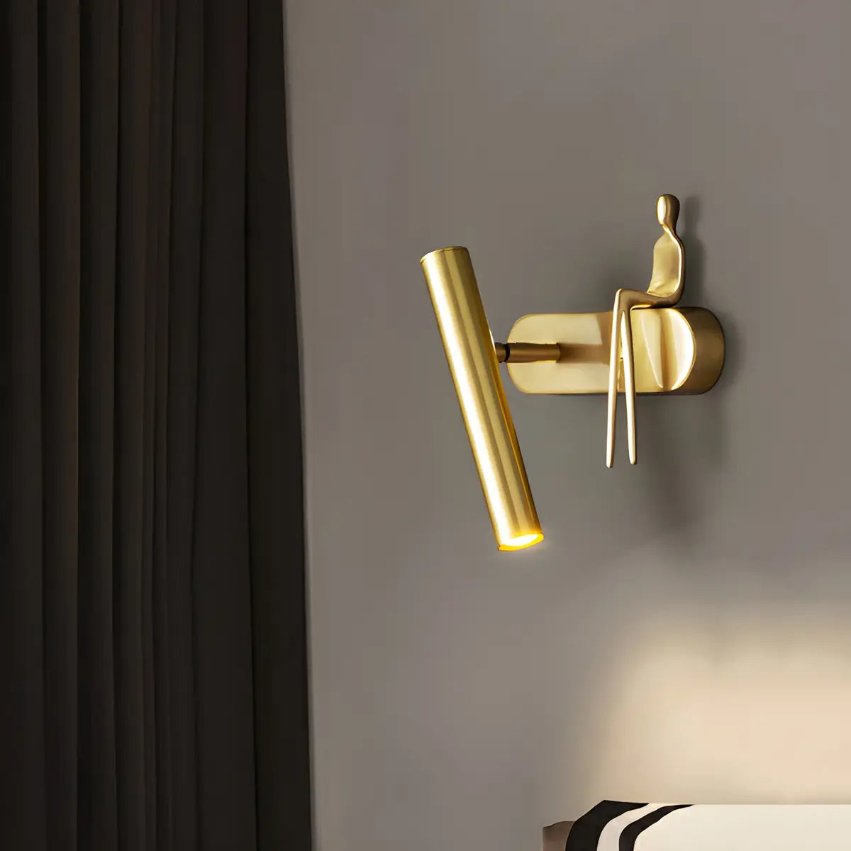 Creative Brass Sculptural Cylinder Reading Wall Lamp Image - 2