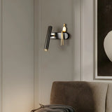 Creative Brass Sculptural Cylinder Reading Wall Lamp Image - 3