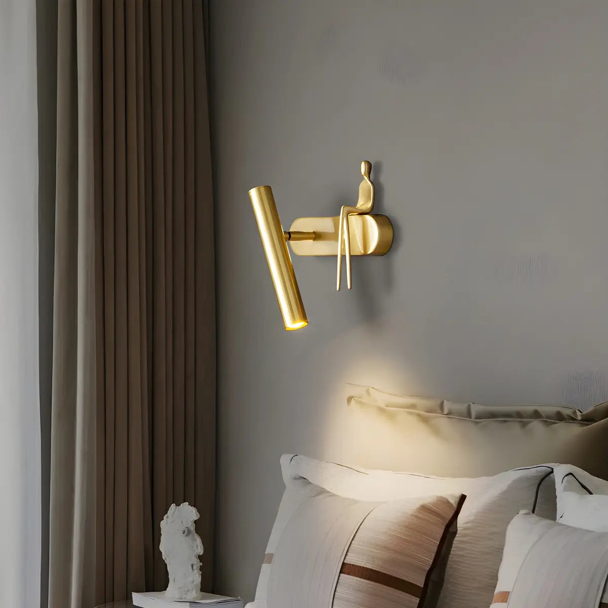 Creative Brass Sculptural Cylinder Reading Wall Lamp Image - 5