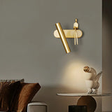 Creative Brass Sculptural Cylinder Reading Wall Lamp Image - 6