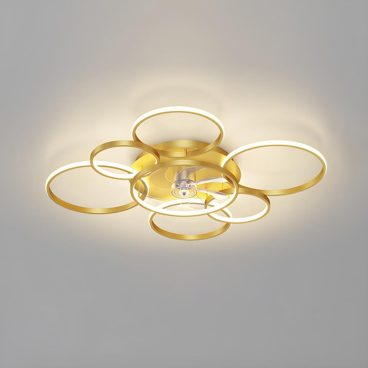 Creative Chic Multi-Ring Ceiling Fan With Multi-Lights Image - 3