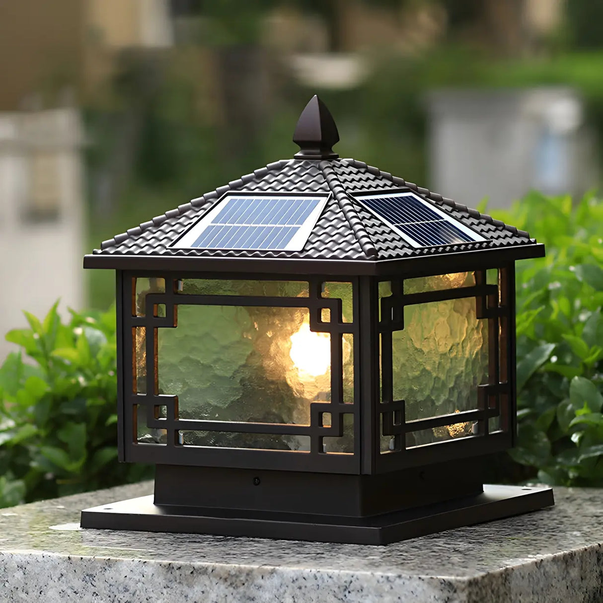 Creative Chinese Pavilion Decor Post Outdoor Table Lamp Image - 11