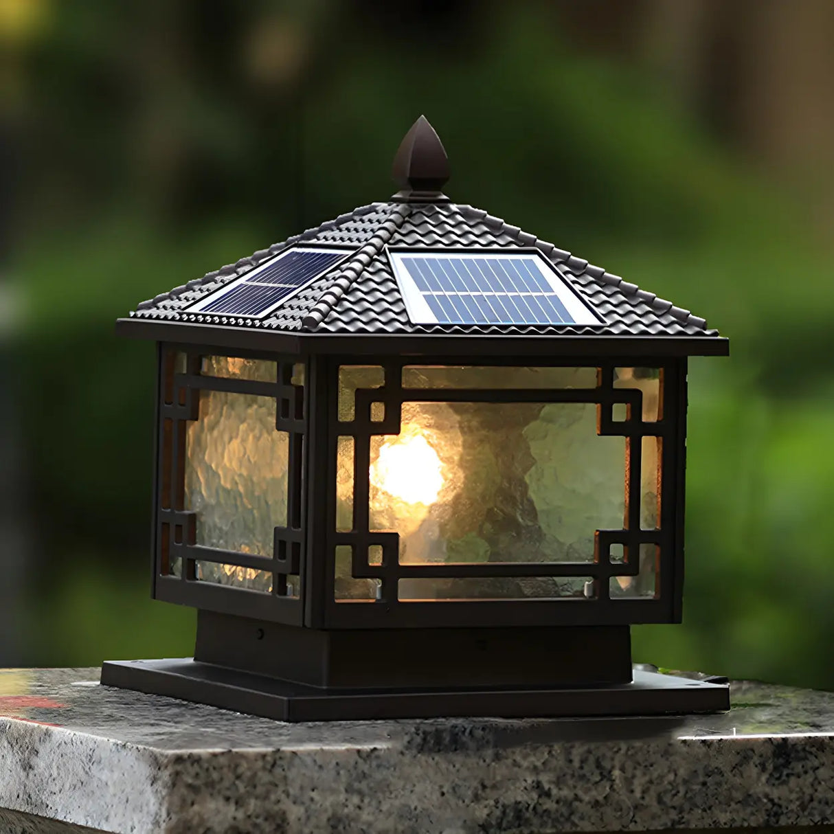 Creative Chinese Pavilion Decor Post Outdoor Table Lamp Image - 2