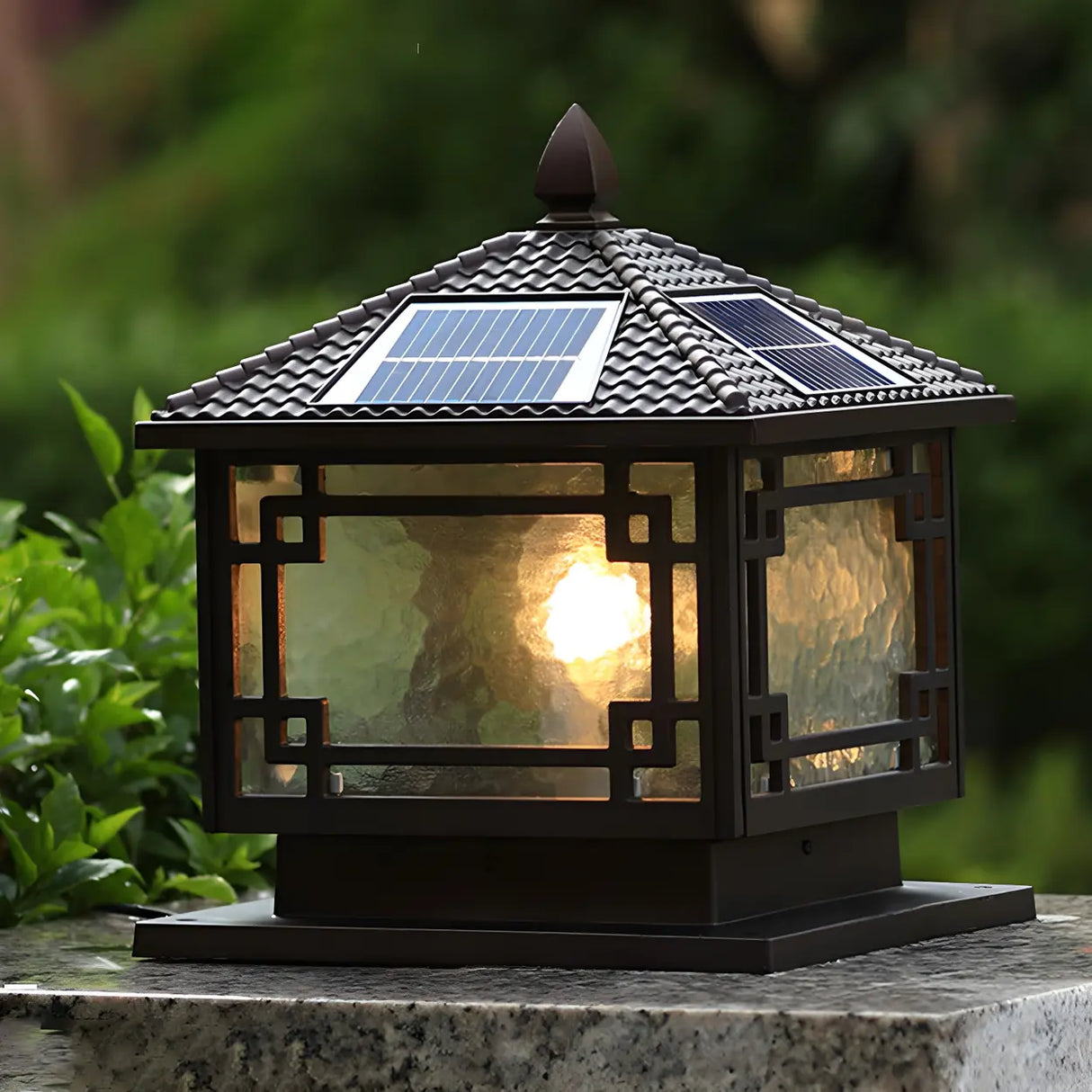 Creative Chinese Pavilion Decor Post Outdoor Table Lamp Image - 3