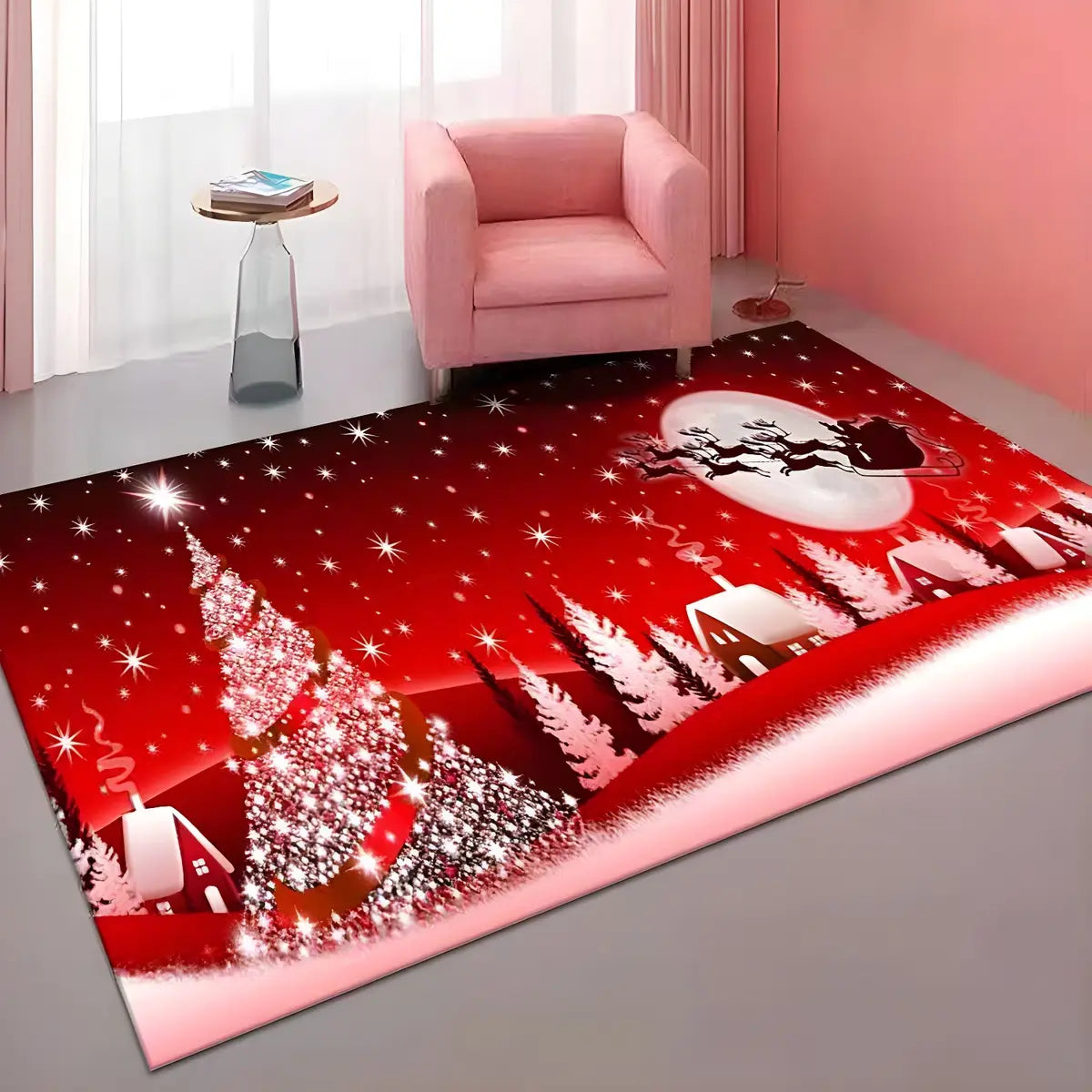 Creative Christmas Tree Pattern Polyester Area Rug Image - 4