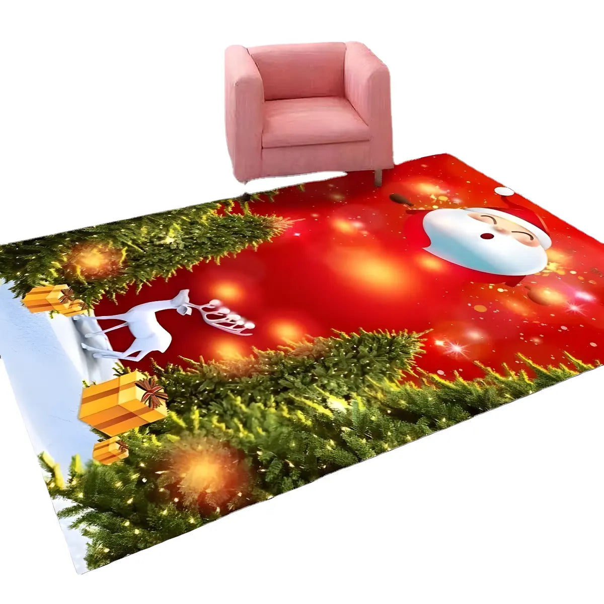 Creative Christmas Tree Pattern Polyester Area Rug Image - 5