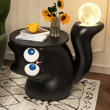 Creative Circular Black Cat-Shaped Resin End Table Image - 5