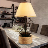 Creative Conical Fabric Black Windmill Decor Table Lamp Image - 1