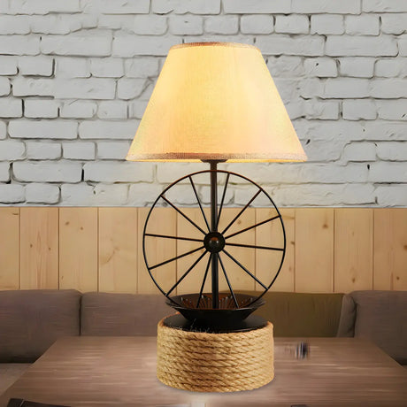 Creative Conical Fabric Black Windmill Decor Table Lamp Image - 2