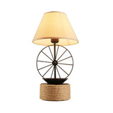 Creative Conical Fabric Black Windmill Decor Table Lamp Image - 4