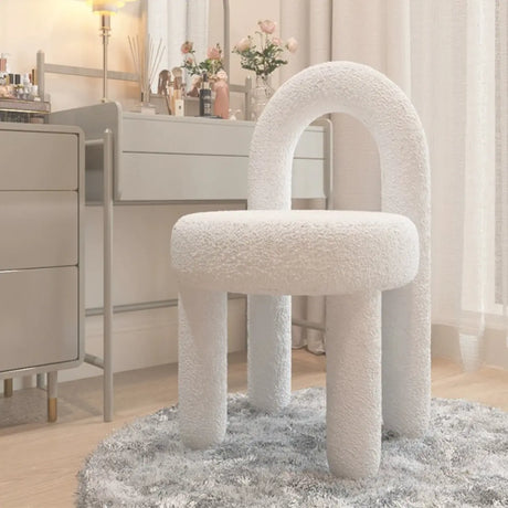 Creative Cream Arch Fabric Solid Color Vanity Accent Stool Image - 1