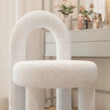 Creative Cream Arch Fabric Solid Color Vanity Accent Stool Image - 12