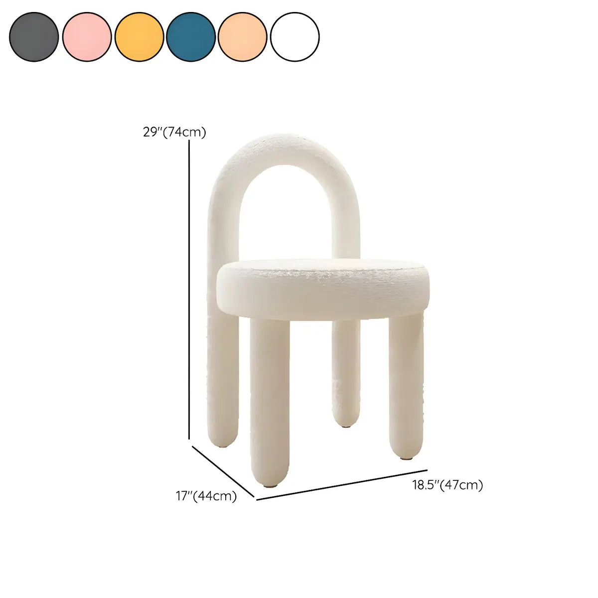 Creative Cream Arch Fabric Solid Color Vanity Accent Stool 