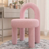 Creative Cream Arch Fabric Solid Color Vanity Accent Stool Image - 7