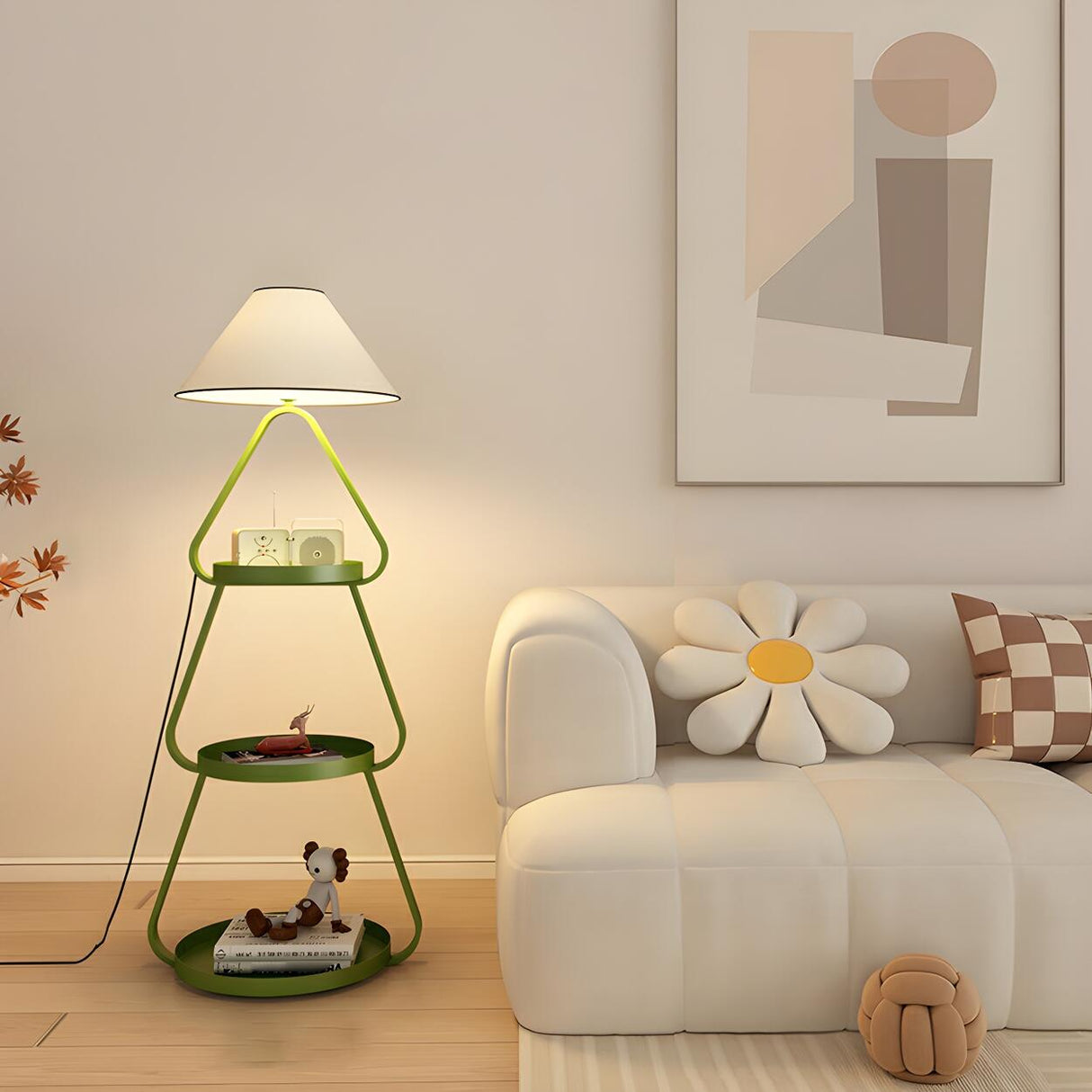 Creative Cream Cone Multi Shelf Metal Floor Lamp Image - 12