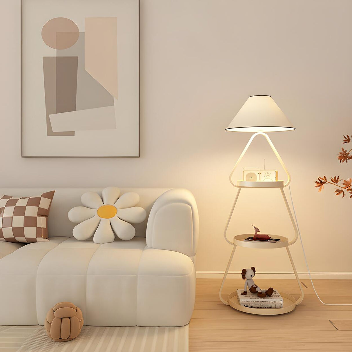 Creative Cream Cone Multi Shelf Metal Floor Lamp Image - 14