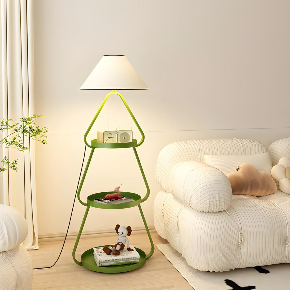 Creative Cream Cone Multi Shelf Metal Floor Lamp Image - 9