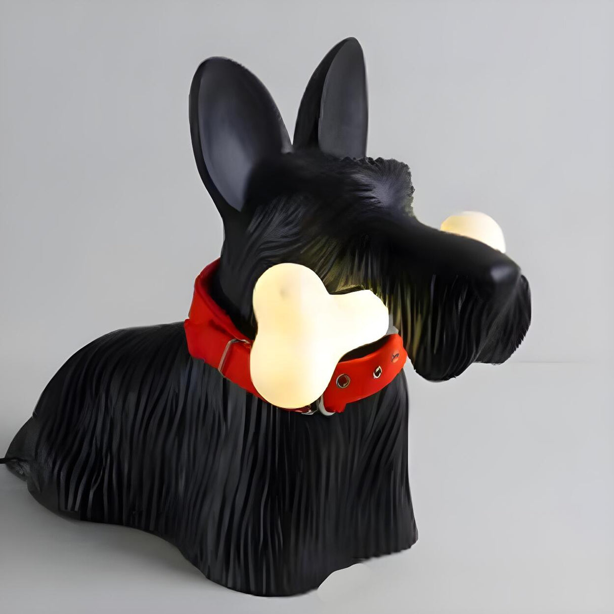 Creative Cute Black Dog Shape Bedroom Resin Table Lamp Image - 11