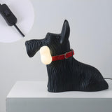 Creative Cute Black Dog Shape Bedroom Resin Table Lamp Image - 12