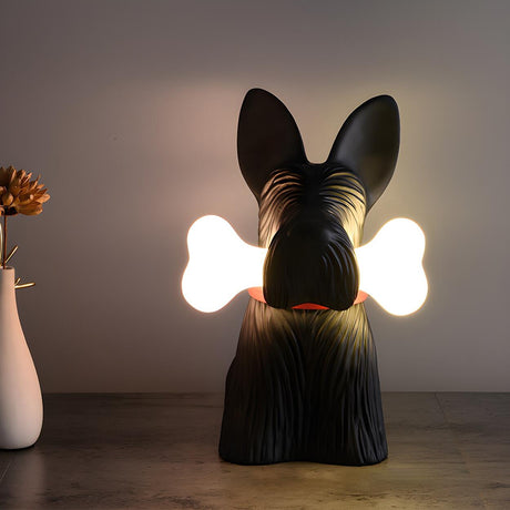 Creative Cute Black Dog Shape Bedroom Resin Table Lamp Image - 2