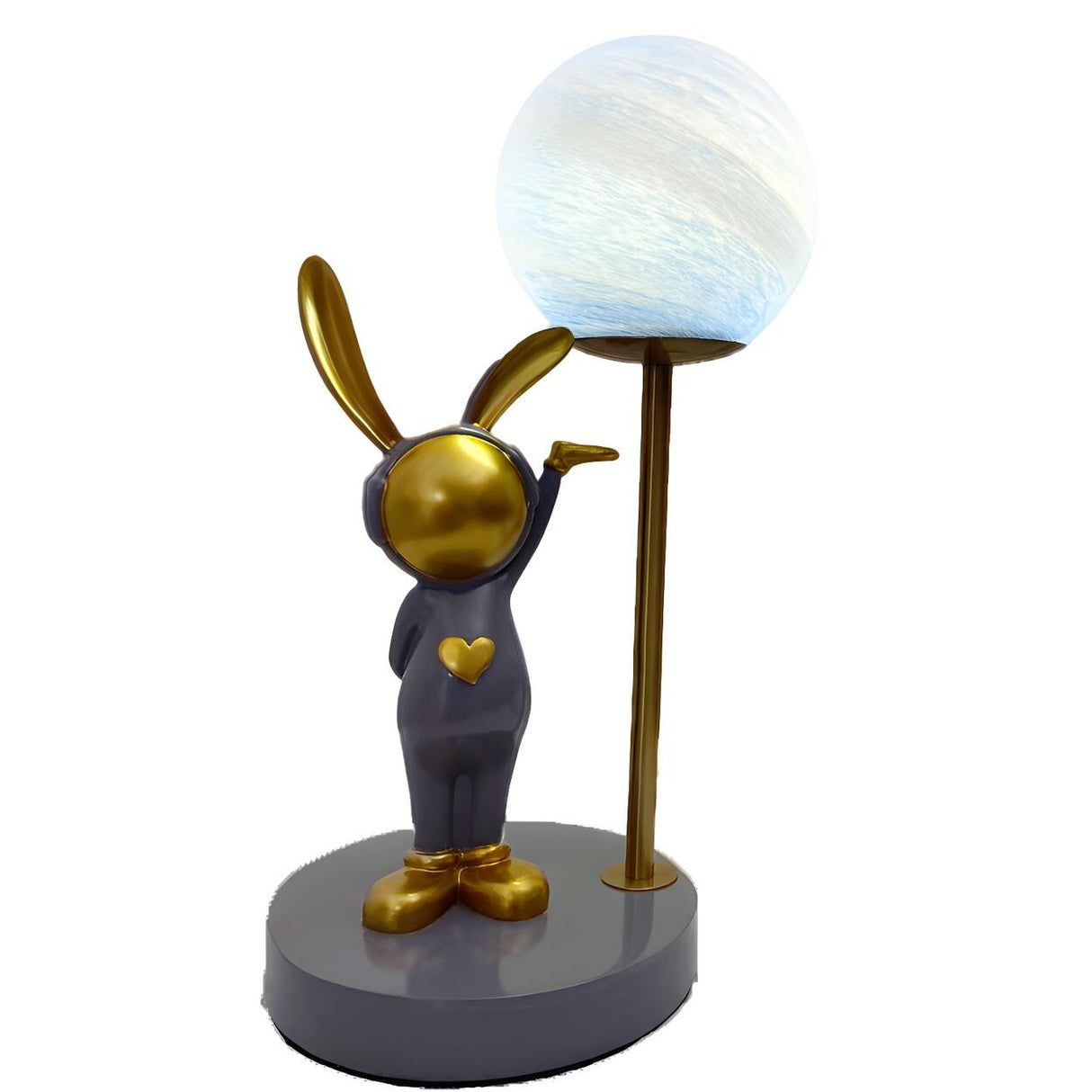 Creative Cute Rabbit Globe Glass Shade Metal Table Lamp Image - 10