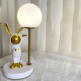 Creative Cute Rabbit Globe Glass Shade Metal Table Lamp Image - 11