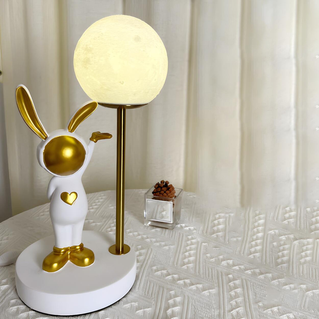 Creative Cute Rabbit Globe Glass Shade Metal Table Lamp Image - 13