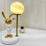 Creative Cute Rabbit Globe Glass Shade Metal Table Lamp Image - 15