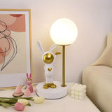 Creative Cute Rabbit Globe Glass Shade Metal Table Lamp Image - 19