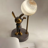 Creative Cute Rabbit Globe Glass Shade Metal Table Lamp Image - 7