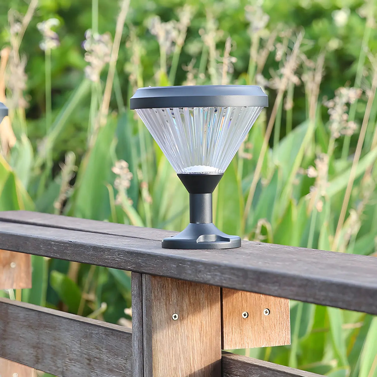 Creative Diamond Glass Solar LED Outdoor Table Lamp Image - 13