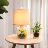 Creative Fabric Geometric Decor Floral Base Table Lamp Image - 4