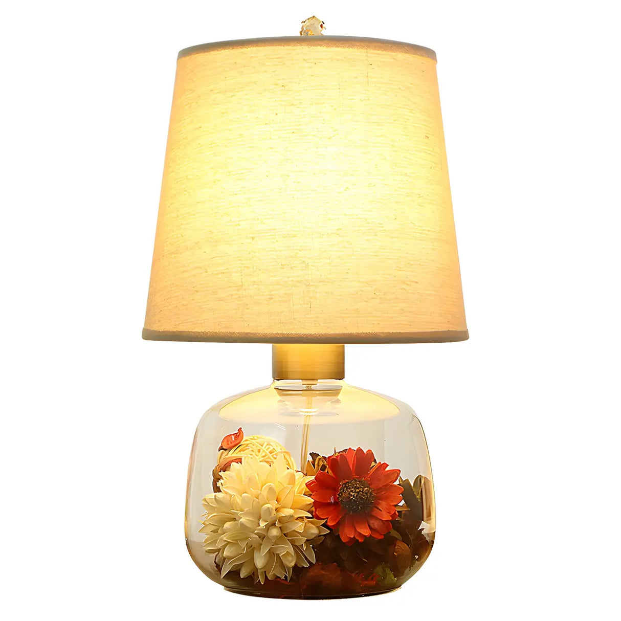 Creative Fabric Geometric Decor Floral Base Table Lamp Image - 9