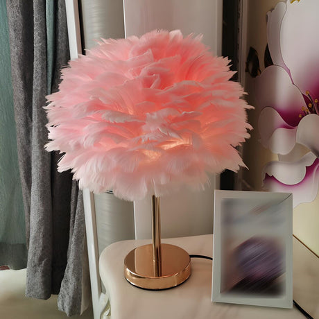 Creative Feather Shade Bedroom Decorative Table Lamp Image - 1