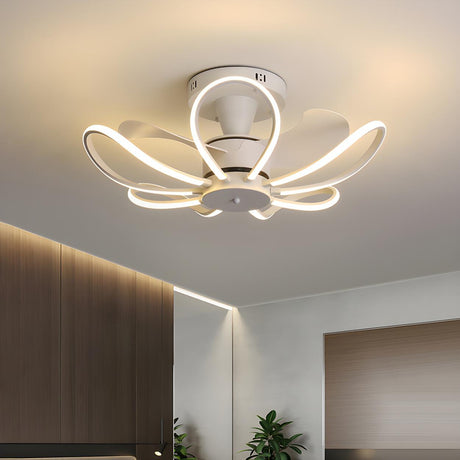 Creative Flower Metal Frame Ceiling Fan with LED Light Image - 1