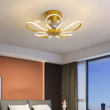 Creative Flower Metal Frame Ceiling Fan with LED Light Image - 3