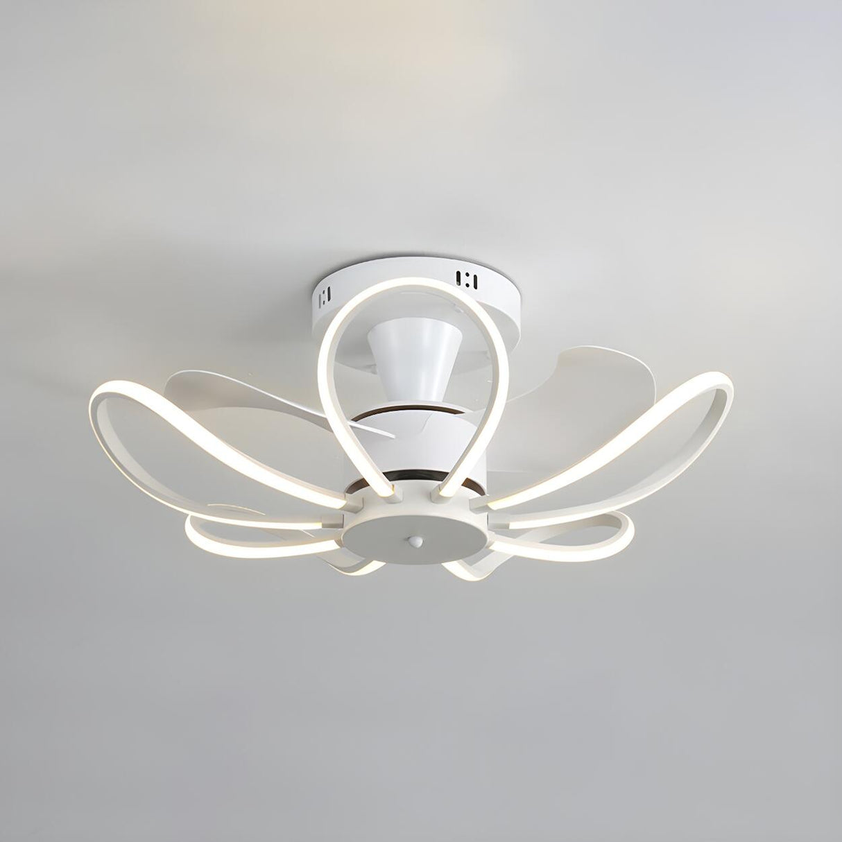 Creative Flower Metal Frame Ceiling Fan with LED Light Image - 4