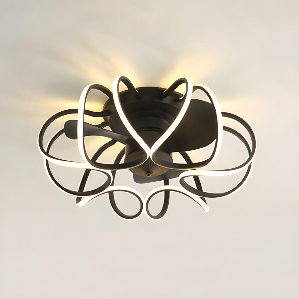 Creative Flower Metal Frame Ceiling Fan with LED Light Image - 8