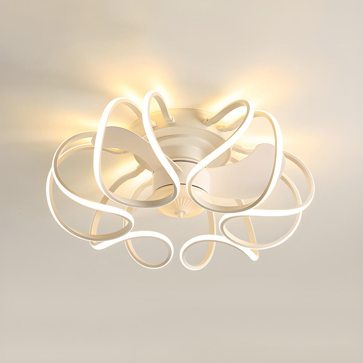 Creative Flower Metal Frame Ceiling Fan with LED Light Image - 9