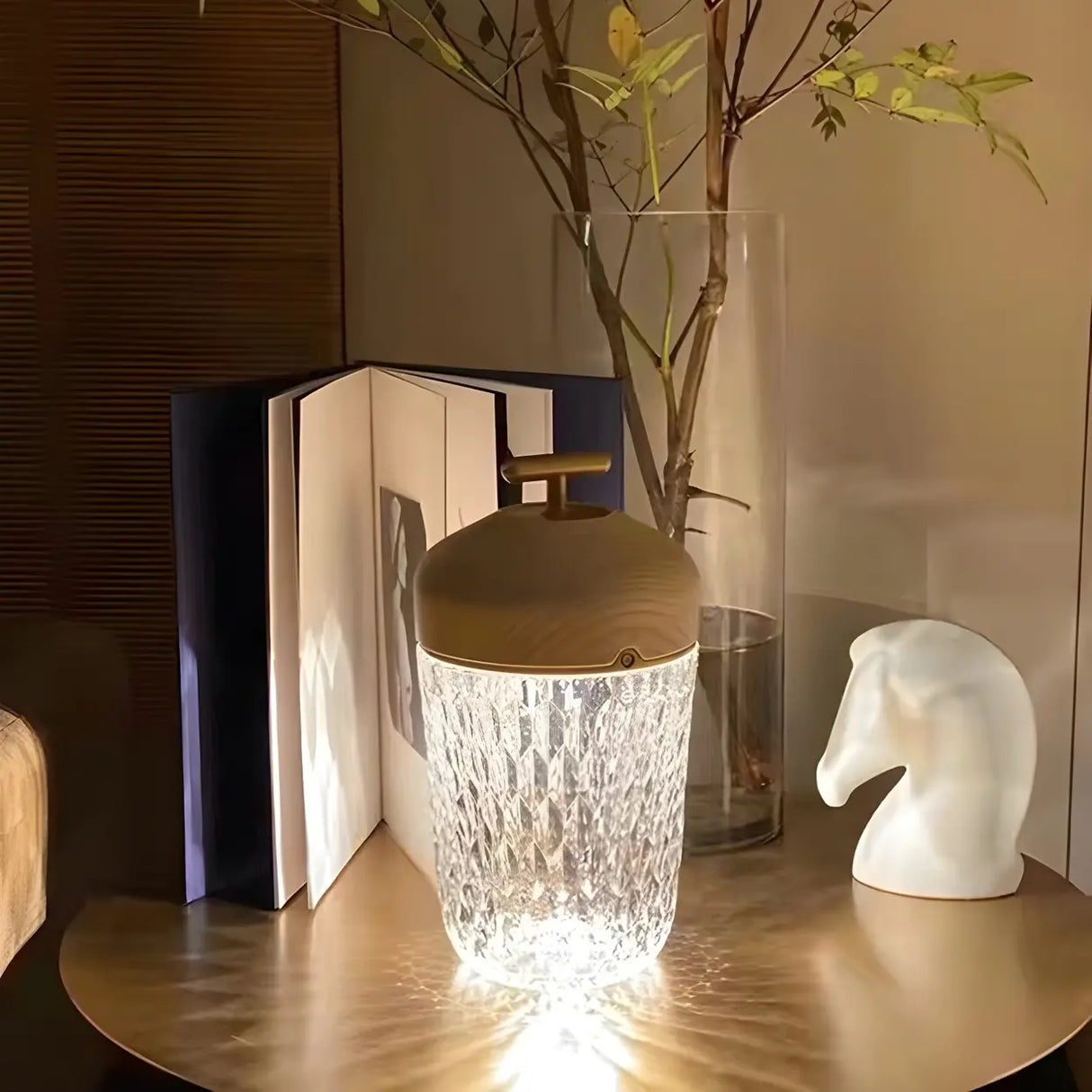 Creative Glass Cylindrical Cup-Shape Decor Table Lamp Image - 4