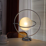 Creative Glass Orb Shade Planet Metal Night Table Lamp Image - 1