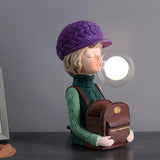 Creative Globe Glass Girl Figurine Resin Table Lamp Image - 13