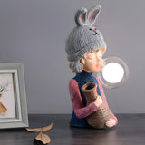 Creative Globe Glass Girl Figurine Resin Table Lamp Image - 17