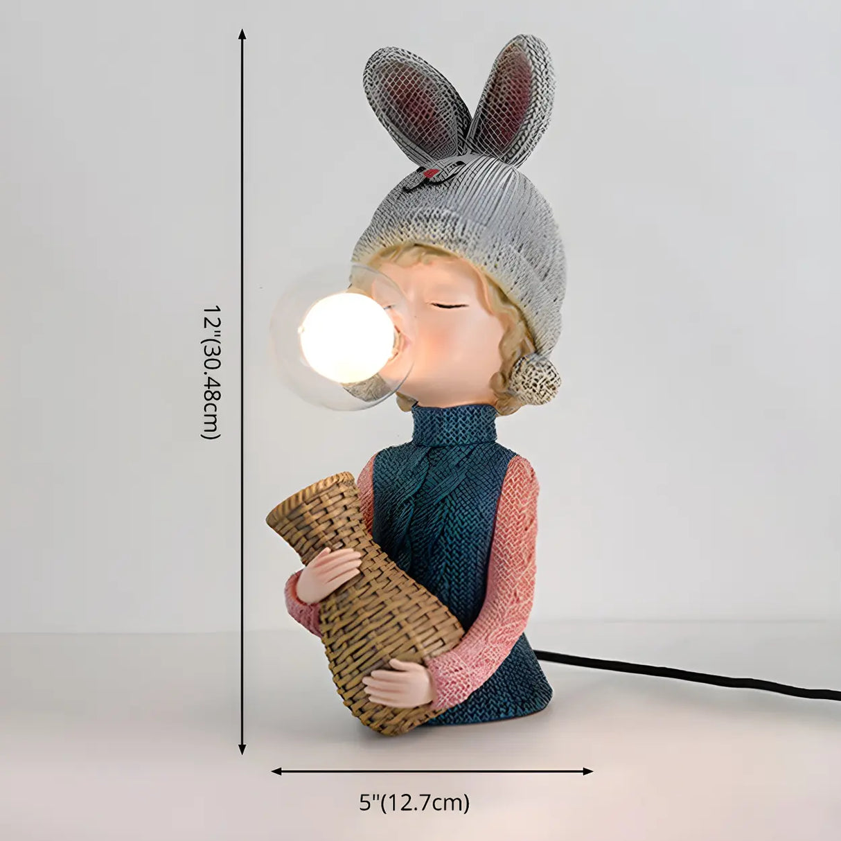 Creative Globe Glass Girl Figurine Resin Table Lamp 